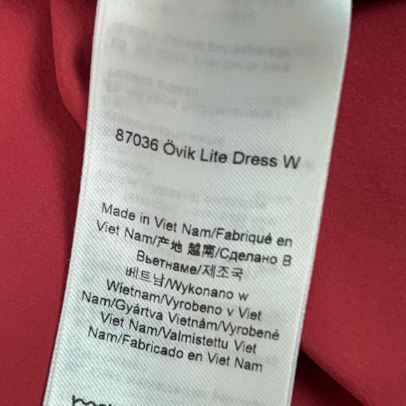 Fjallraven Dress Womens Medium Red Short Sleeve Ovik Lite Outdoor Hiking Travel - Picture 6 of 12